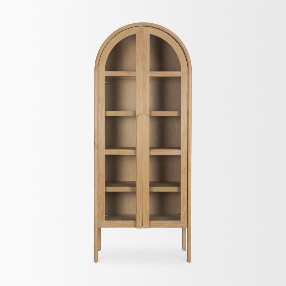 Callum Curio Cabinet Light Brown Woode | Clear Glass - cabinets