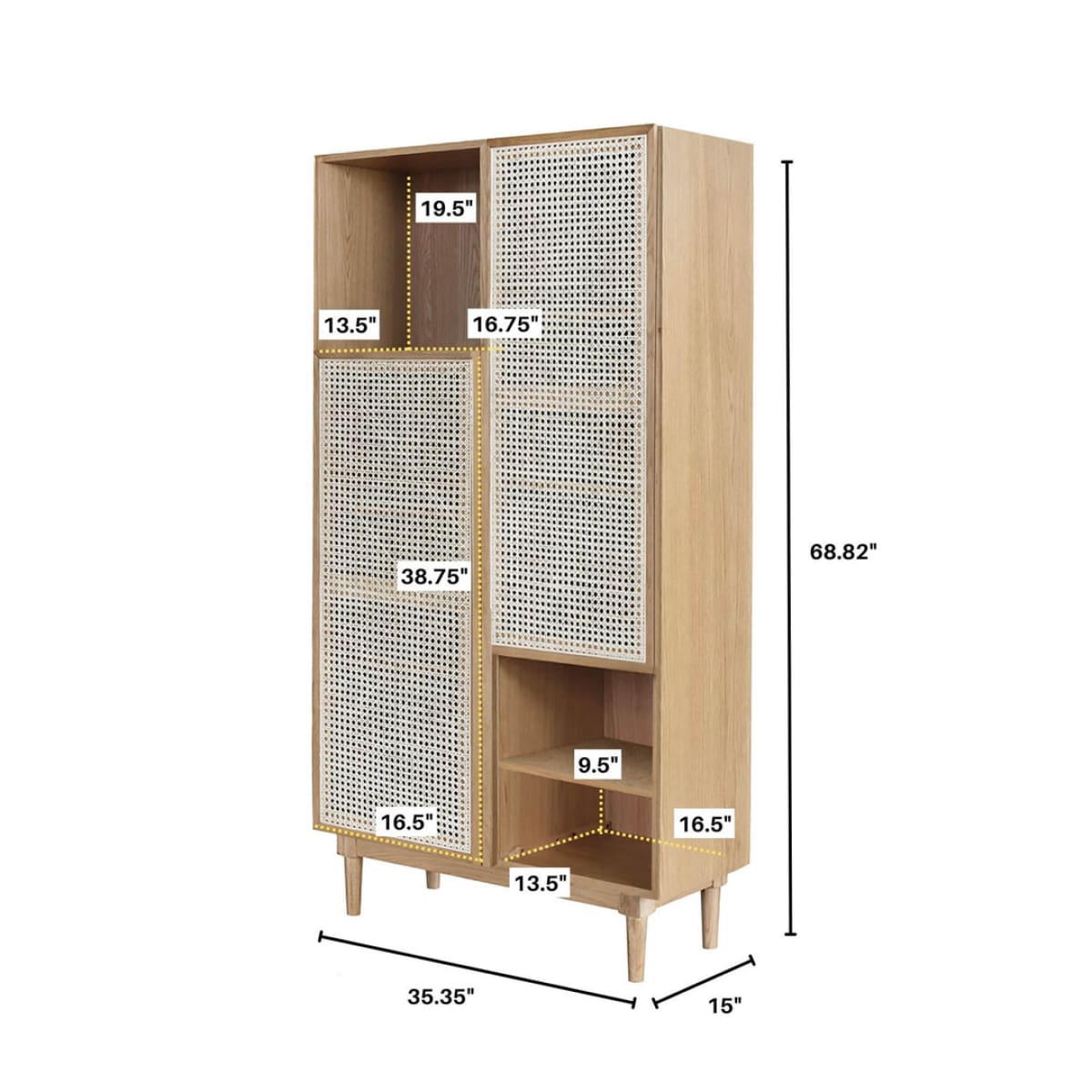 Cane Bookcase - Natural - lh-import-shelving-storage