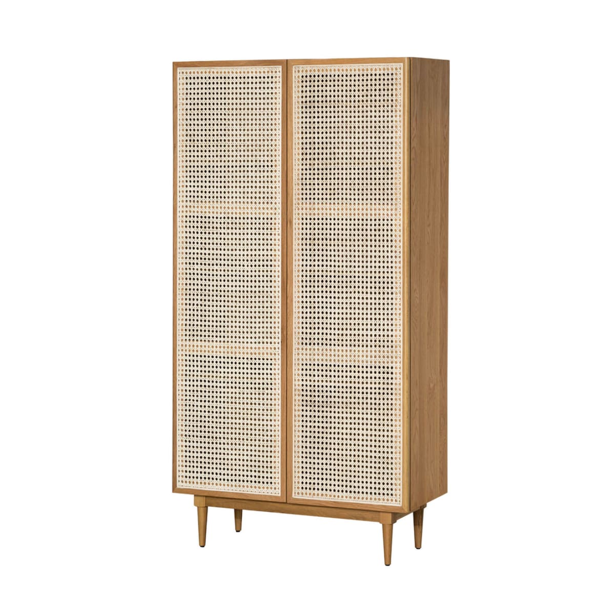 Cane Bookcase With Full Doors - Natural - lh-import-shelving-storage