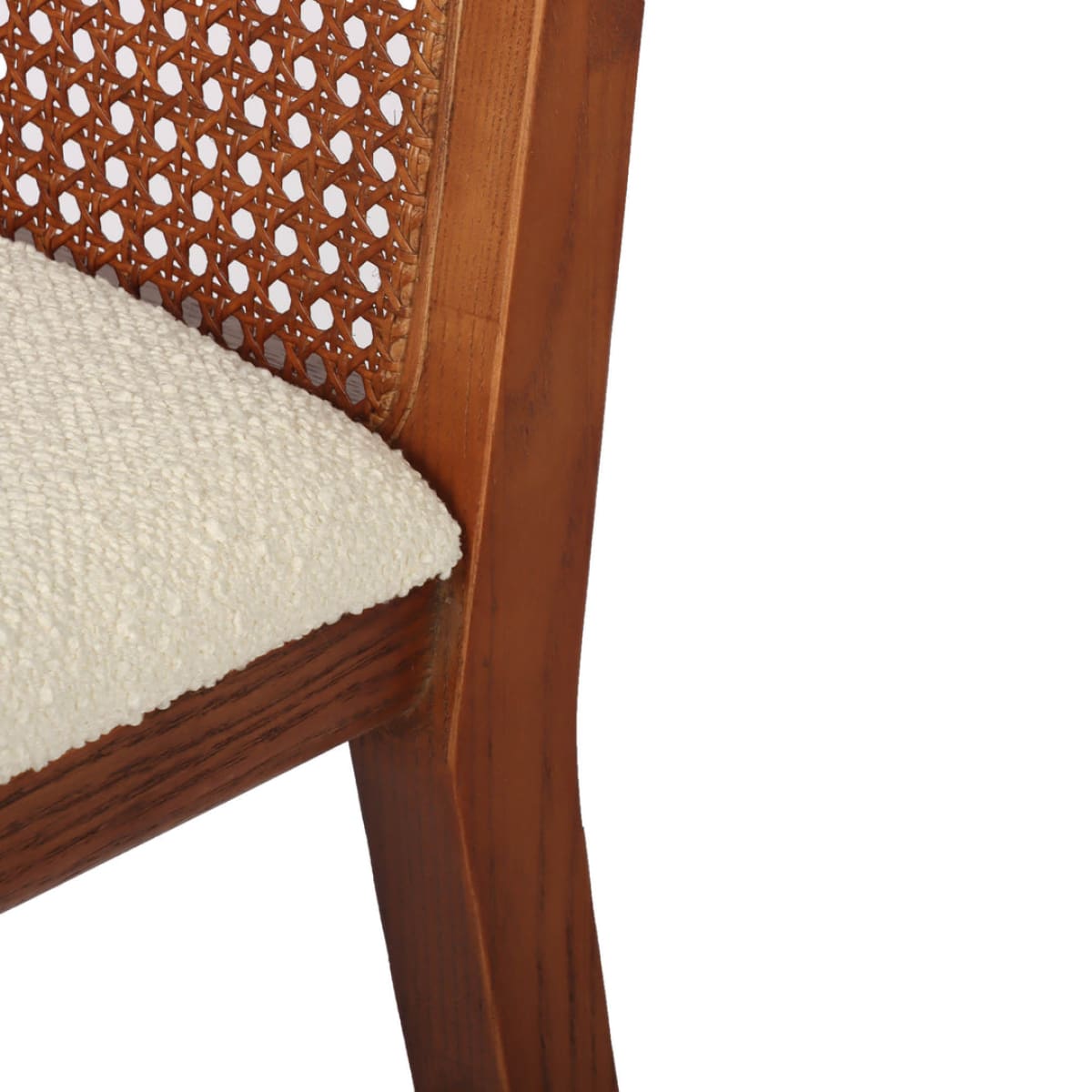 Cane Dining Chair - Scandi Boucle White/Brown Frame (Limited Edition) - lh-import-dining-chairs