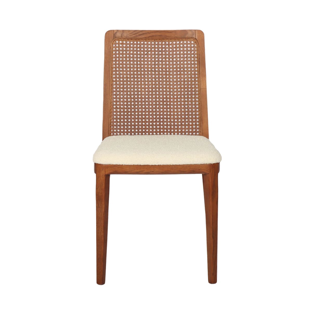 Cane Dining Chair - Scandi Boucle White/Brown Frame (Limited Edition) - lh-import-dining-chairs