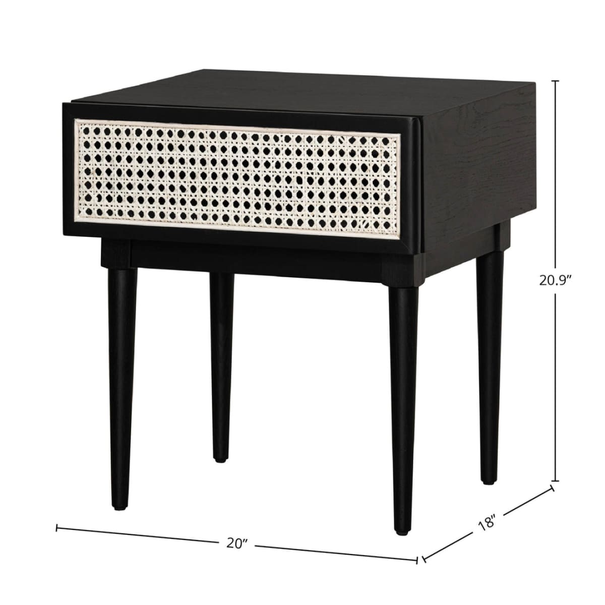 Cane Side Table - Matt Black - lh-import-side-tables