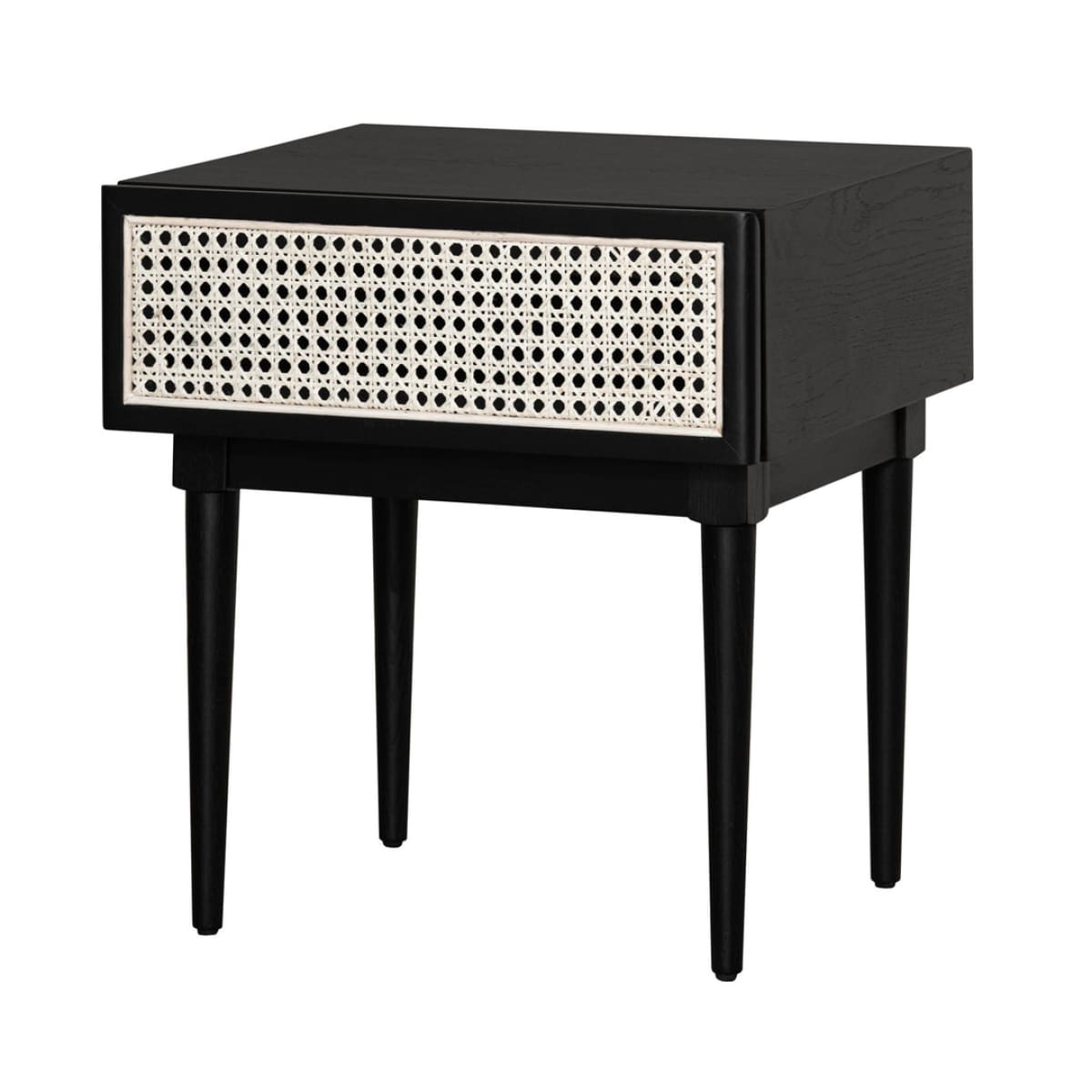 Cane Side Table - Matt Black - lh-import-side-tables