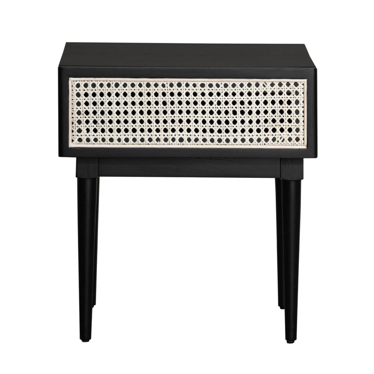 Cane Side Table - Matt Black - lh-import-side-tables