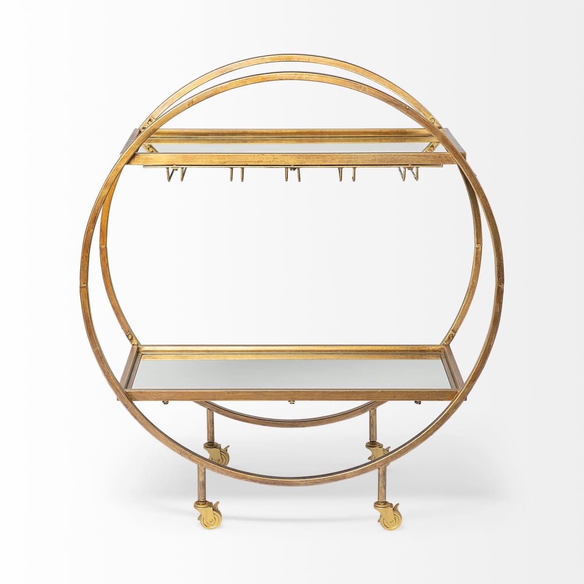 Carola Bar Cart Gold Metal | Glass - bar-carts