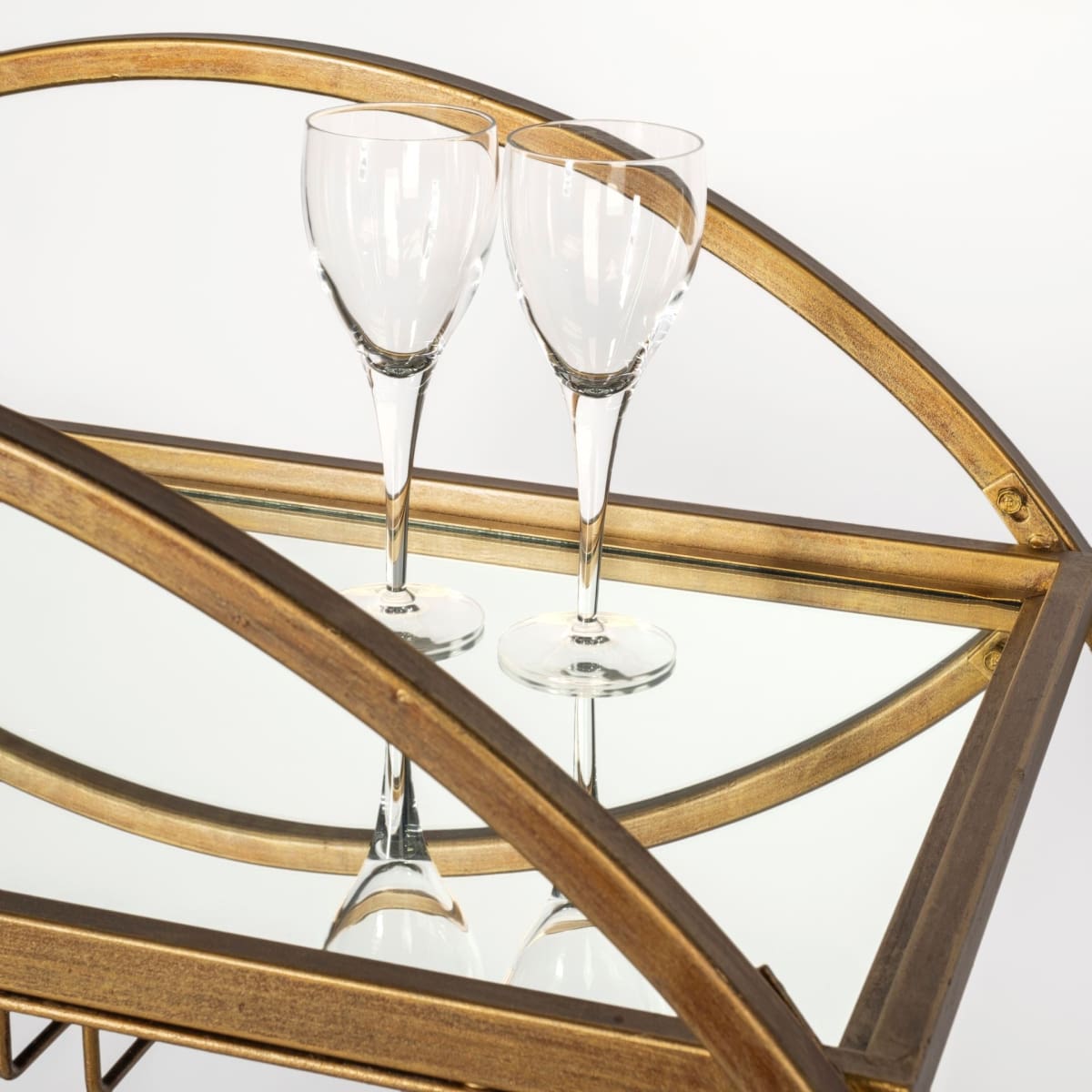 Carola Bar Cart Gold Metal | Glass - bar-carts