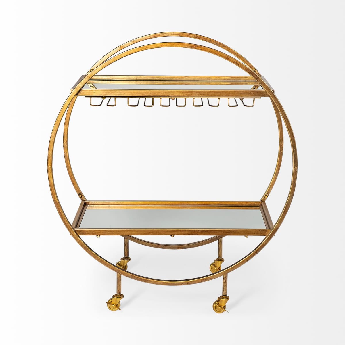 Carola Bar Cart Gold Metal | Glass - bar-carts