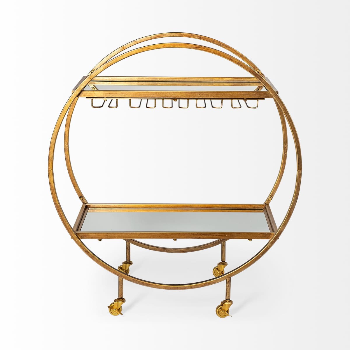 Carola Bar Cart Gold Metal | Glass - bar-carts