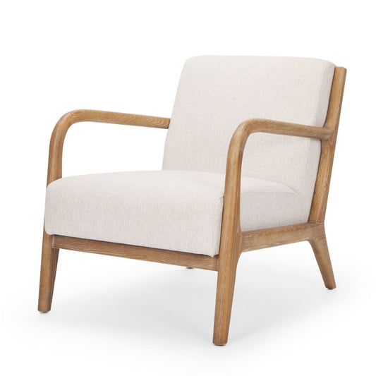 Cashel Accent Chair Light Brown Wood | Beige Fabric - accent-chairs