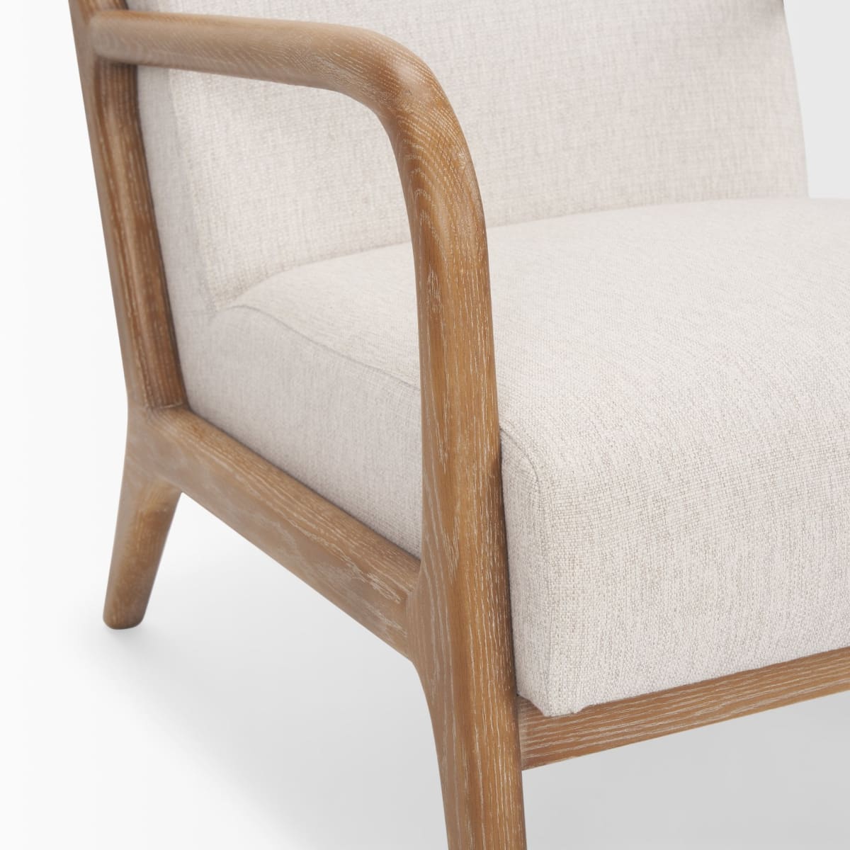 Cashel Upholstered Accent Chair Light Brown Wood | Beige Fabric - accent-chairs