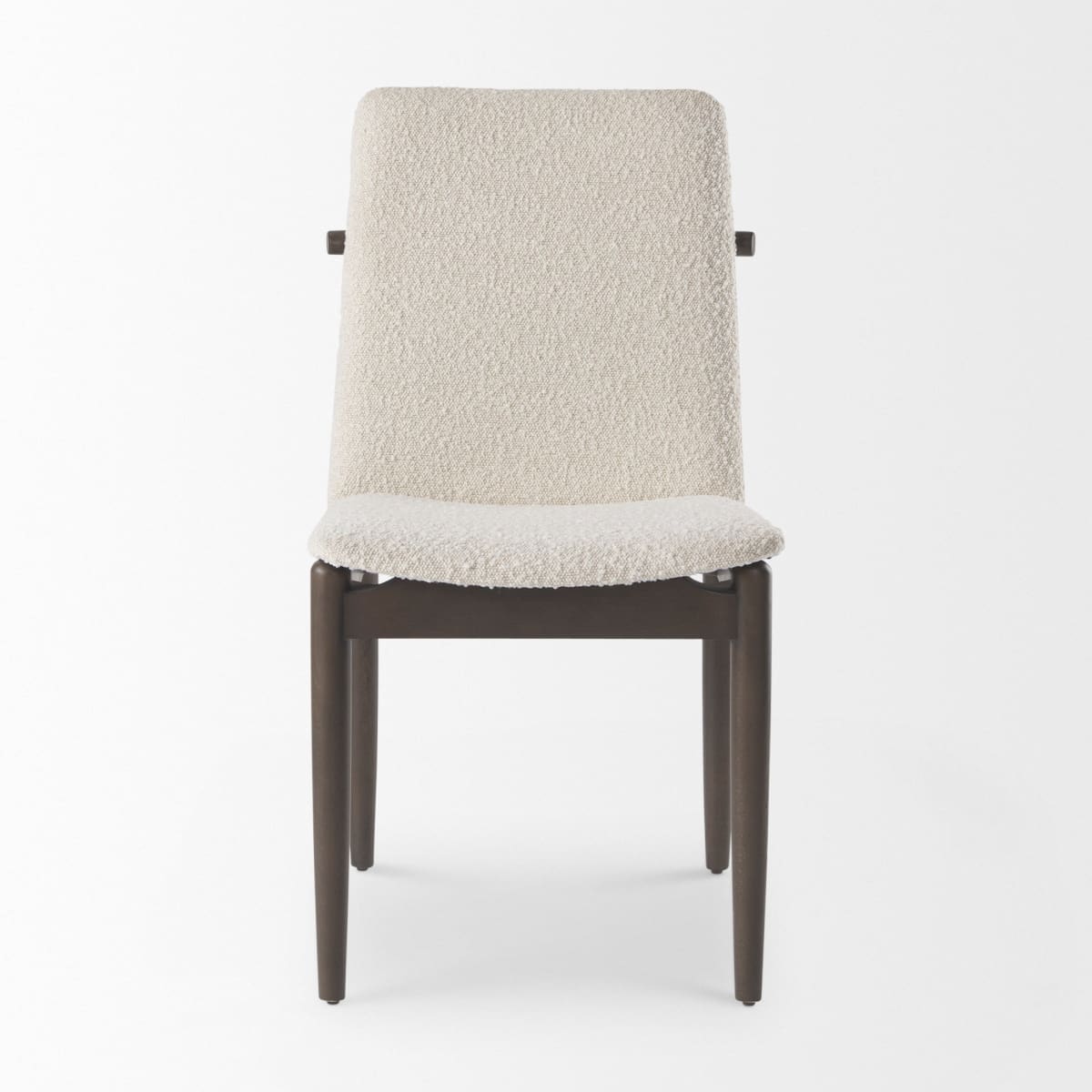 Cavett Dining Chair Cream Bouclé Fabric | Dark Brown Wood - dining-chairs