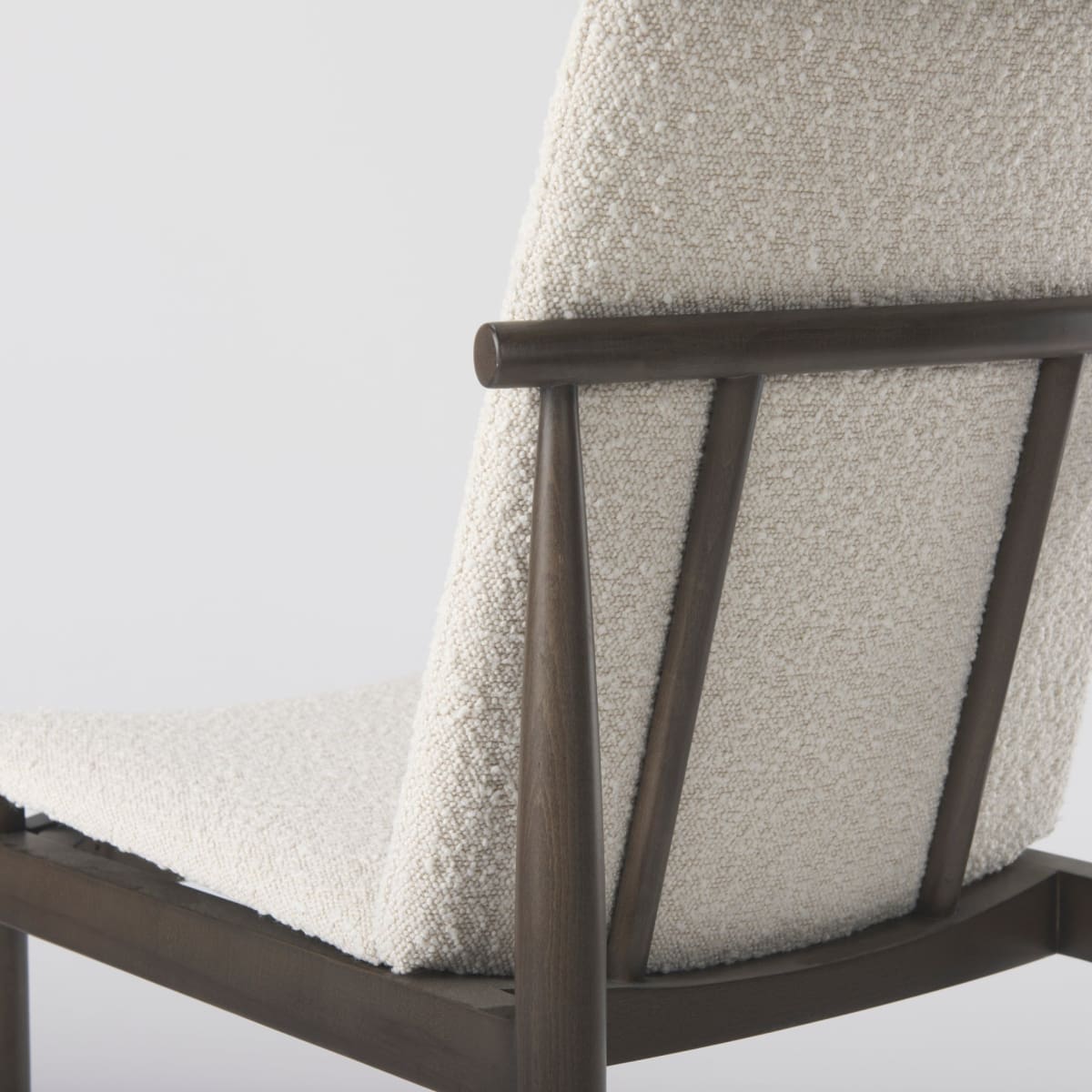 Cavett Dining Chair Cream Bouclé Fabric | Dark Brown Wood - dining-chairs