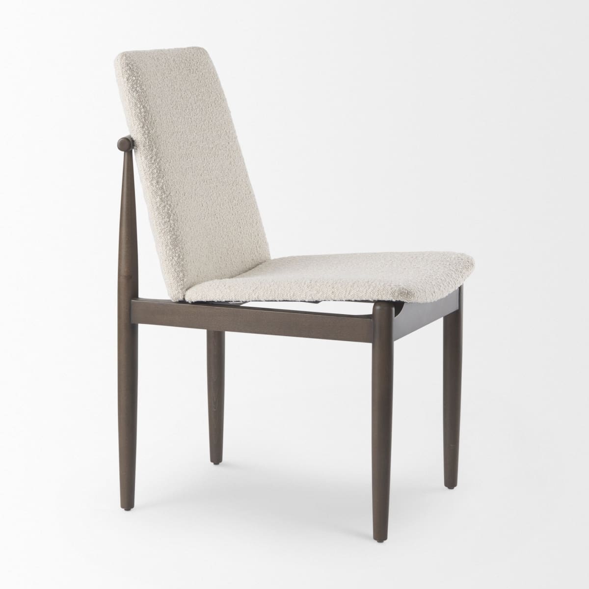 Cavett Dining Chair Cream Bouclé Fabric | Dark Brown Wood - dining-chairs