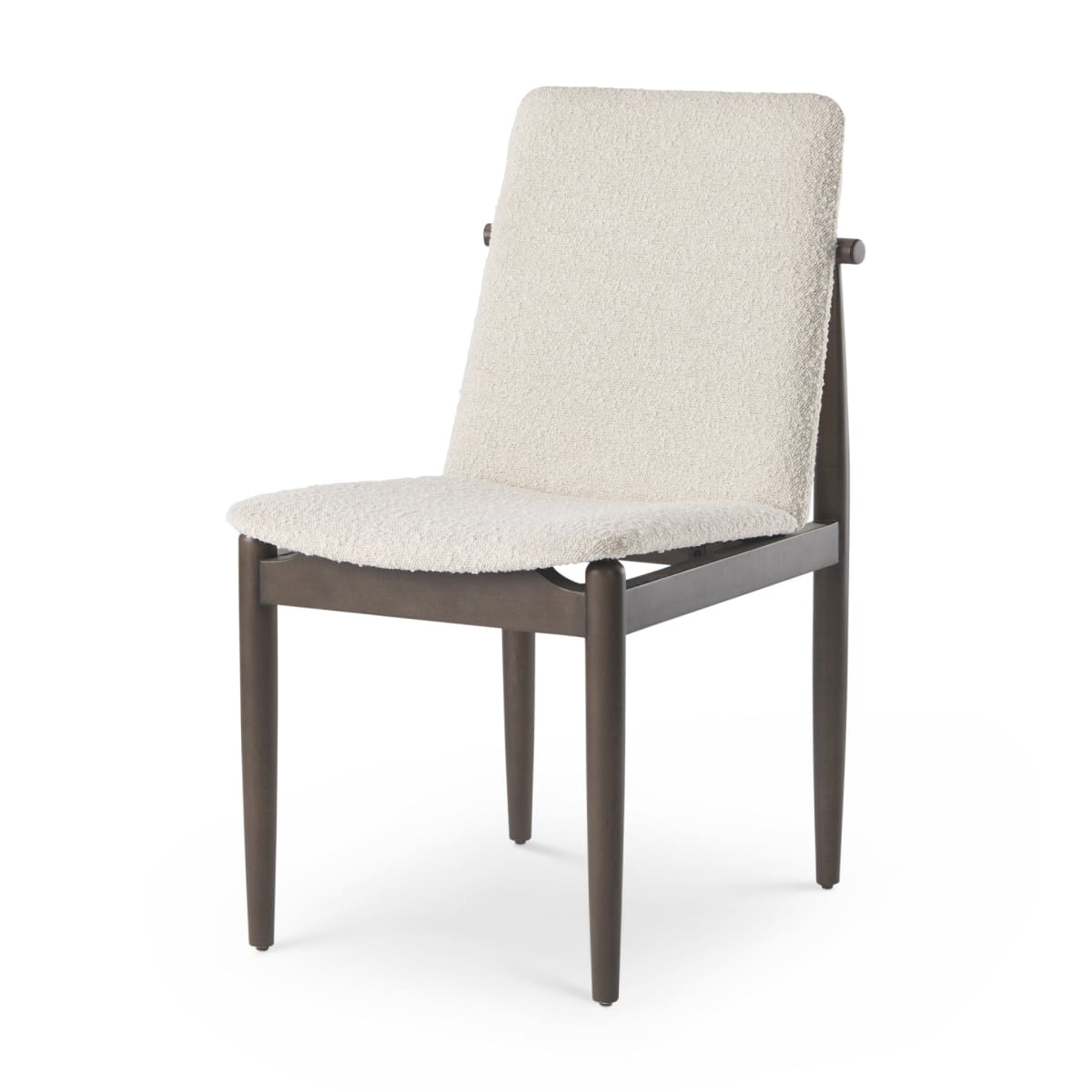 Cavett Dining Chair Cream Bouclé Fabric | Dark Brown Wood - dining-chairs