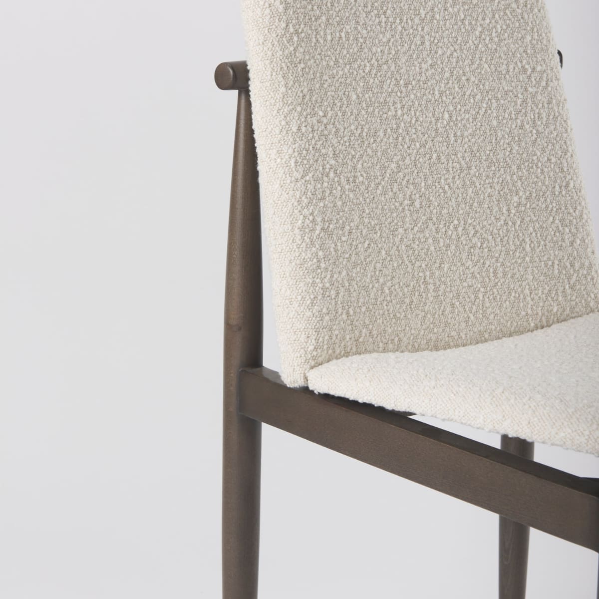 Cavett Dining Chair Cream Bouclé Fabric | Dark Brown Wood - dining-chairs