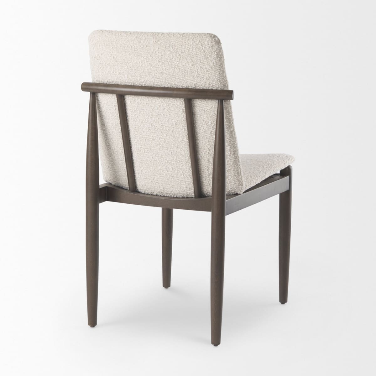 Cavett Dining Chair Cream Bouclé Fabric | Dark Brown Wood - dining-chairs