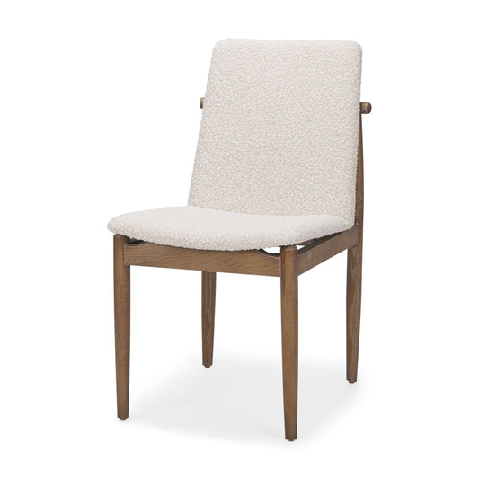 Cavett Dining Chair Cream Bouclé Fabric | Light Brown Wood - dining-chairs