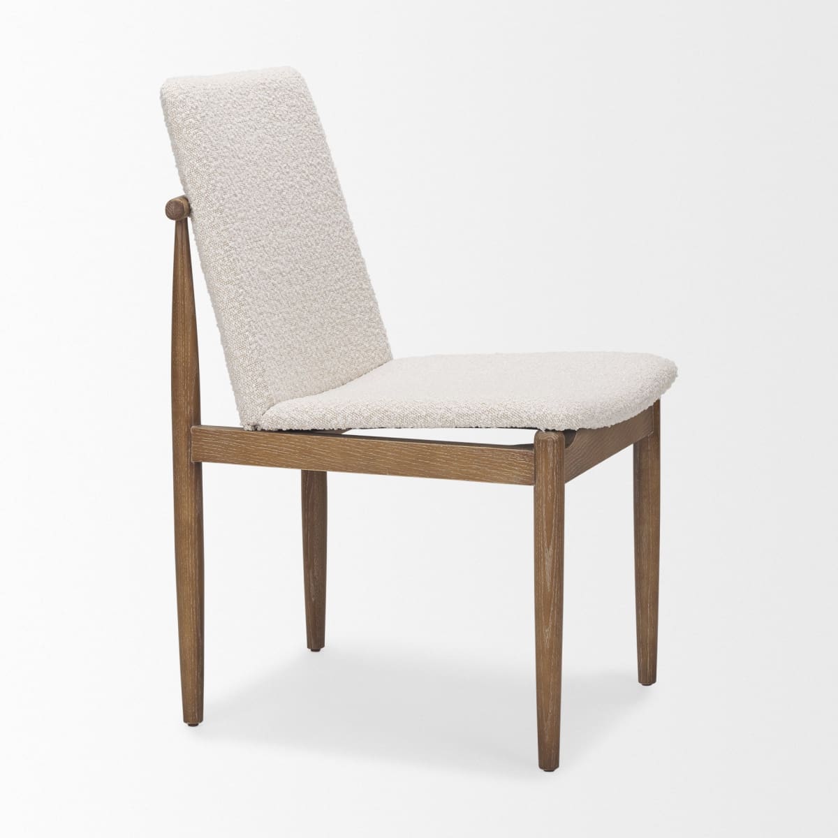 Cavett Dining Chair Cream Bouclé Fabric | Light Brown Wood - dining-chairs