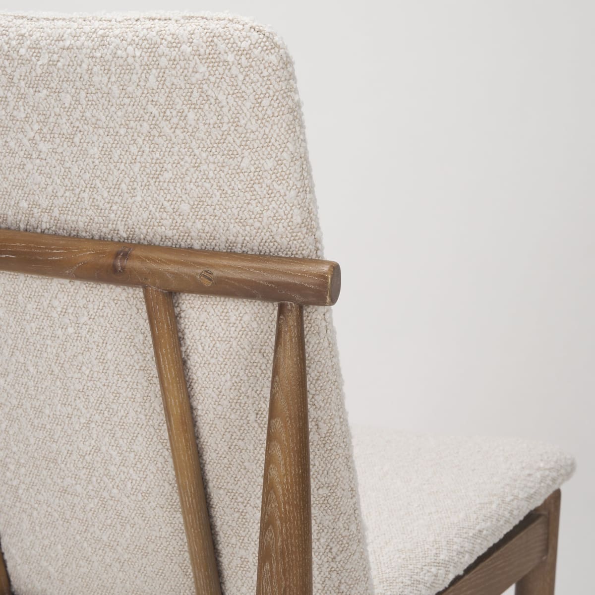 Cavett Dining Chair Cream Bouclé Fabric | Light Brown Wood - dining-chairs