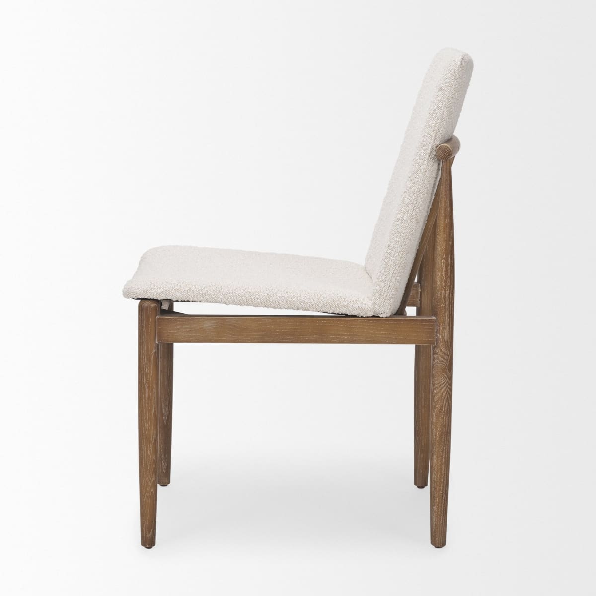 Cavett Dining Chair Cream Bouclé Fabric | Light Brown Wood - dining-chairs