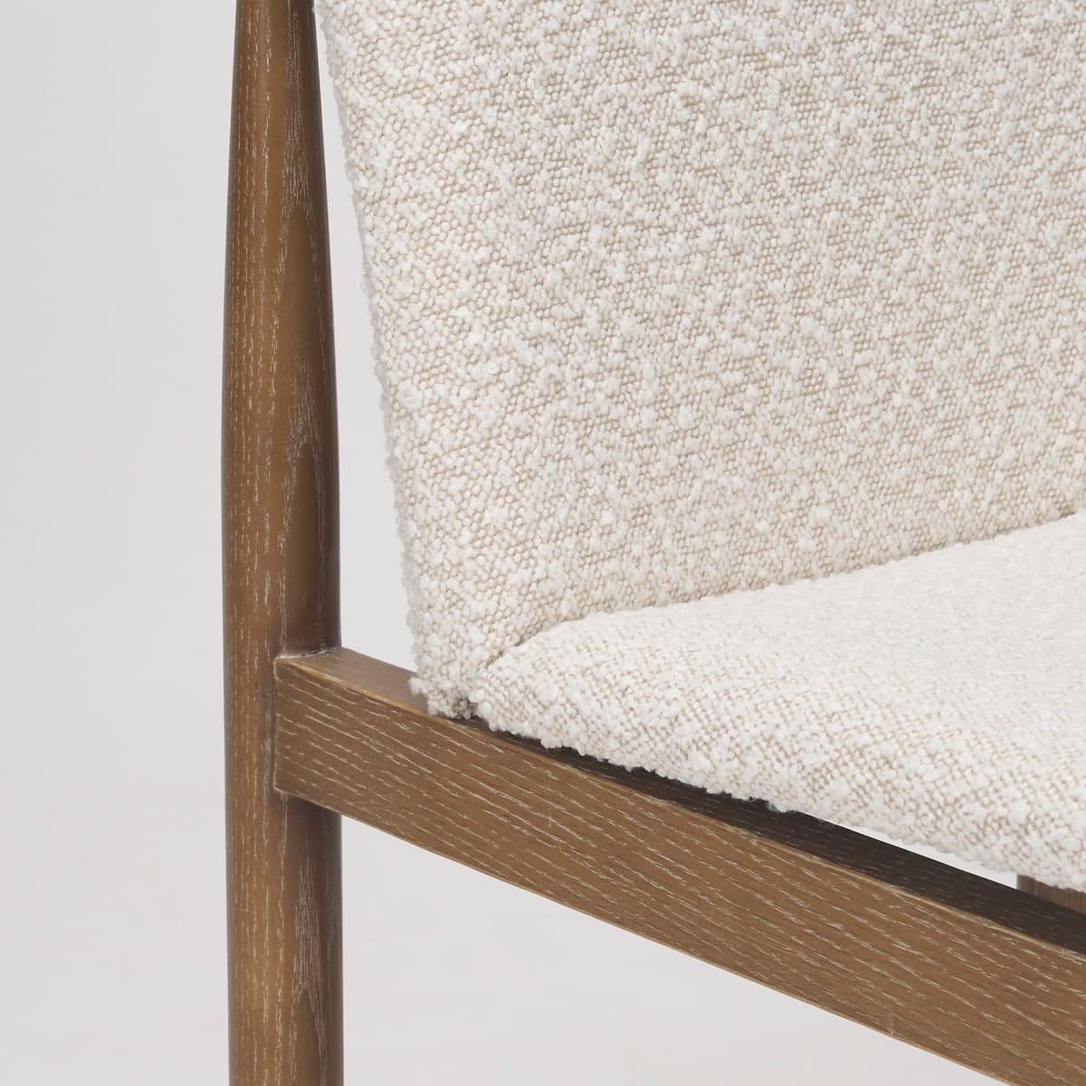 Cavett Dining Chair Cream Bouclé Fabric | Light Brown Wood - dining-chairs