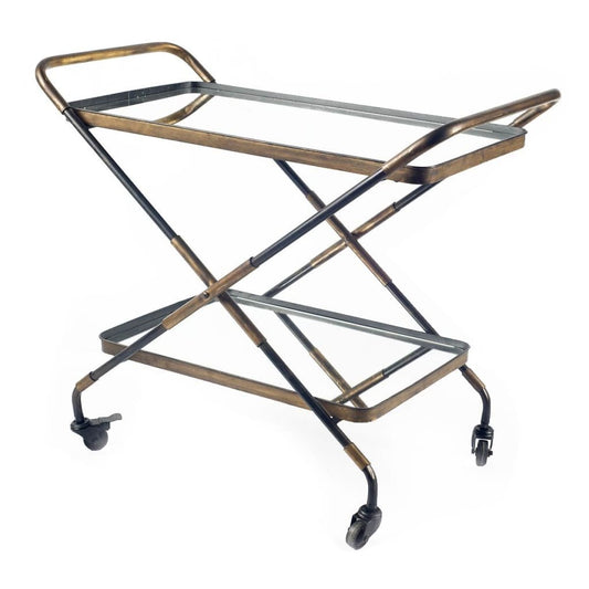 Charlize Bar Cart Gold Metal | Glass - bar-carts