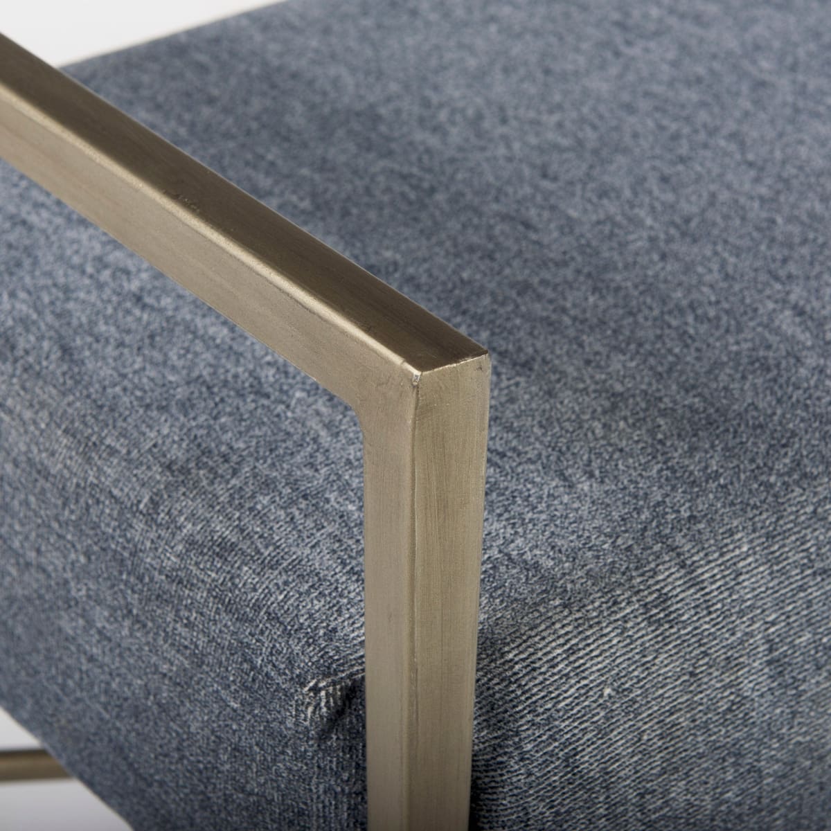 Charlotte Bench Blue/Gray Fabric | Gold Metal - benches