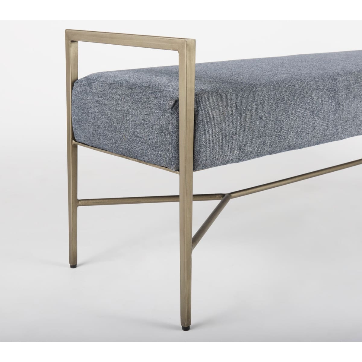 Charlotte Bench Blue/Gray Fabric | Gold Metal - benches