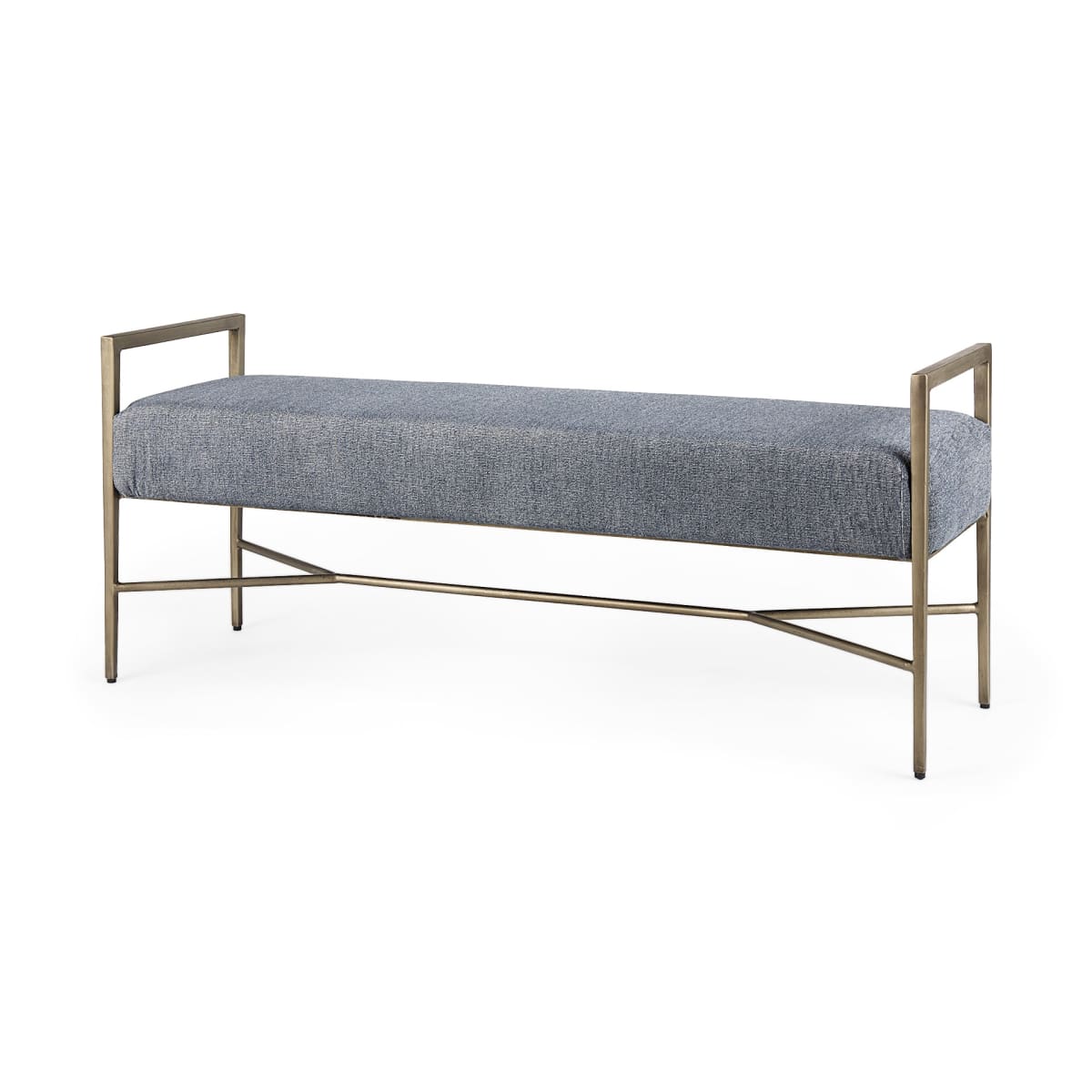 Charlotte Bench Blue/Gray Fabric | Gold Metal - benches