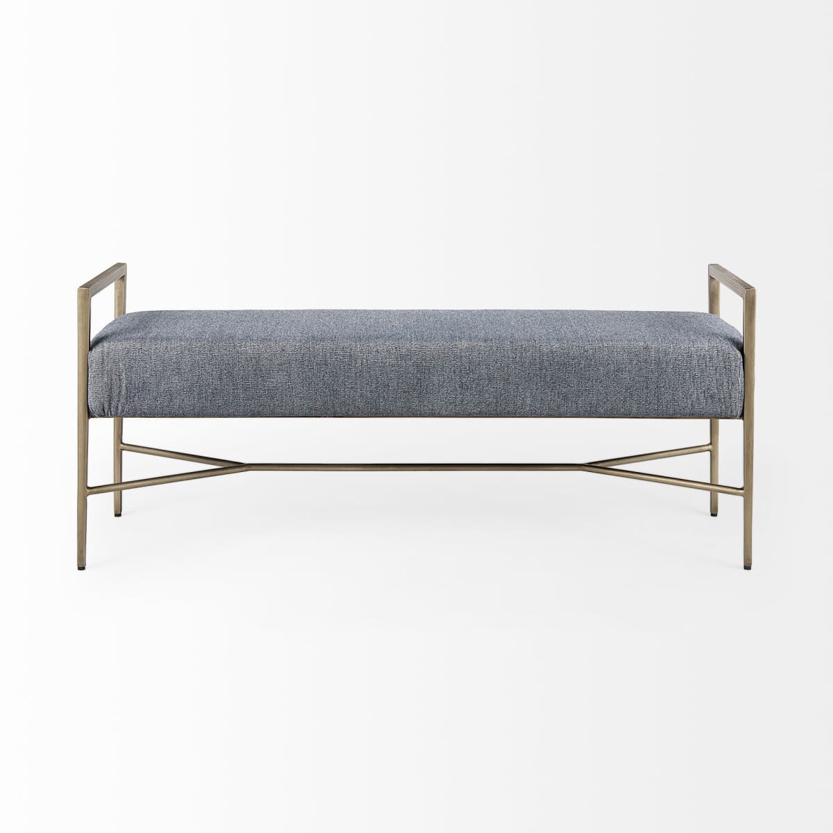 Charlotte Bench Blue/Gray Fabric | Gold Metal - benches