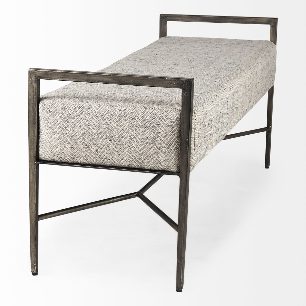 Charlotte Bench Grey Herringbone | Antiqued Nickel - benches