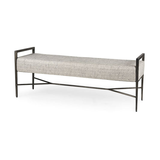 Charlotte Bench Grey Herringbone | Antiqued Nickel - benches