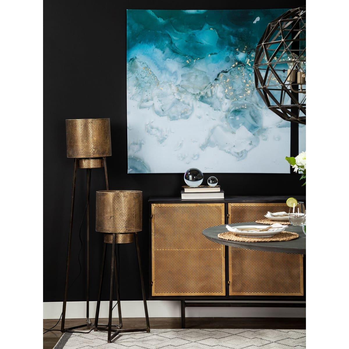 Chaudron Floor Lamp Black Metal | Gold Metal - floor-lamps