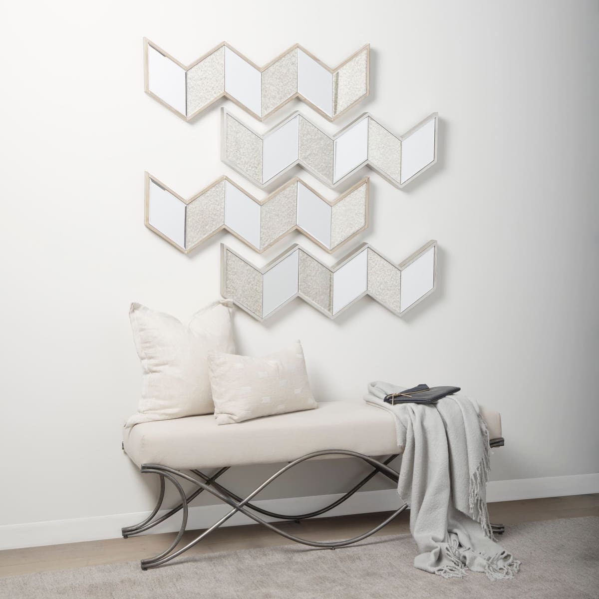 Cheveronna Wall Mirror Silver Wood | 36x12 - wall-mirrors-grouped