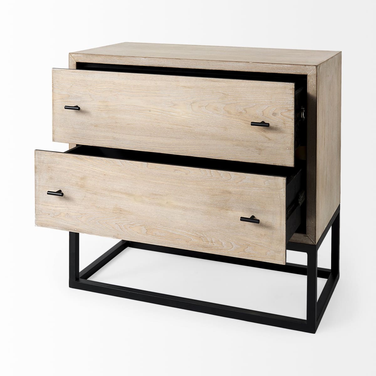 Ciara Accent Cabinet Beige Wood | Black Metal - acc-chest-cabinets