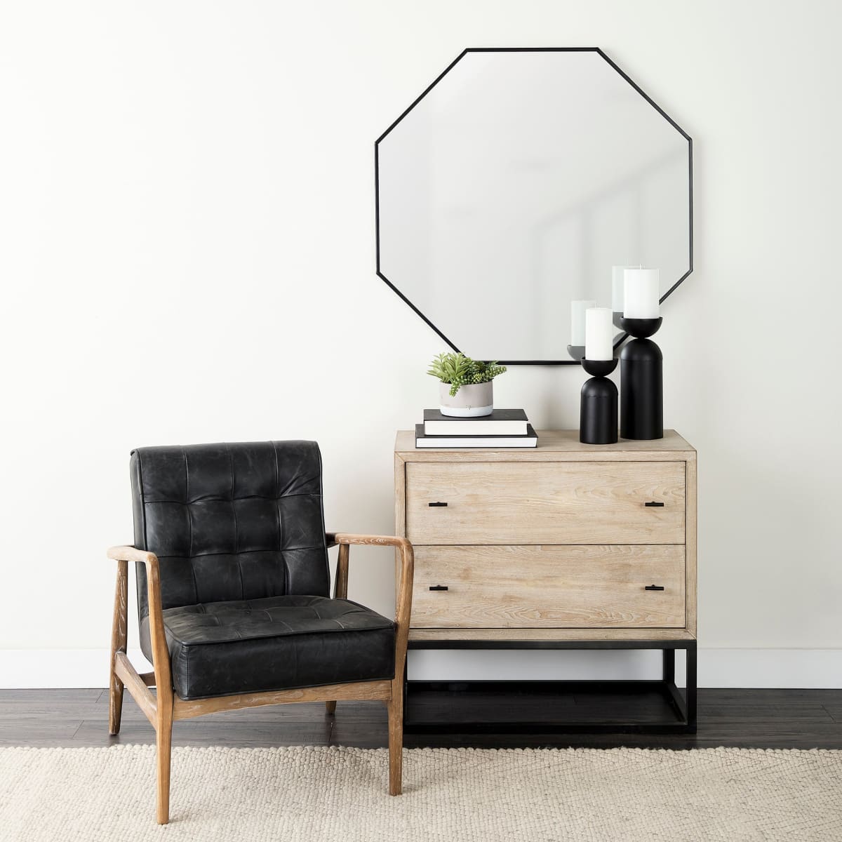 Ciara Accent Cabinet Beige Wood | Black Metal - acc-chest-cabinets