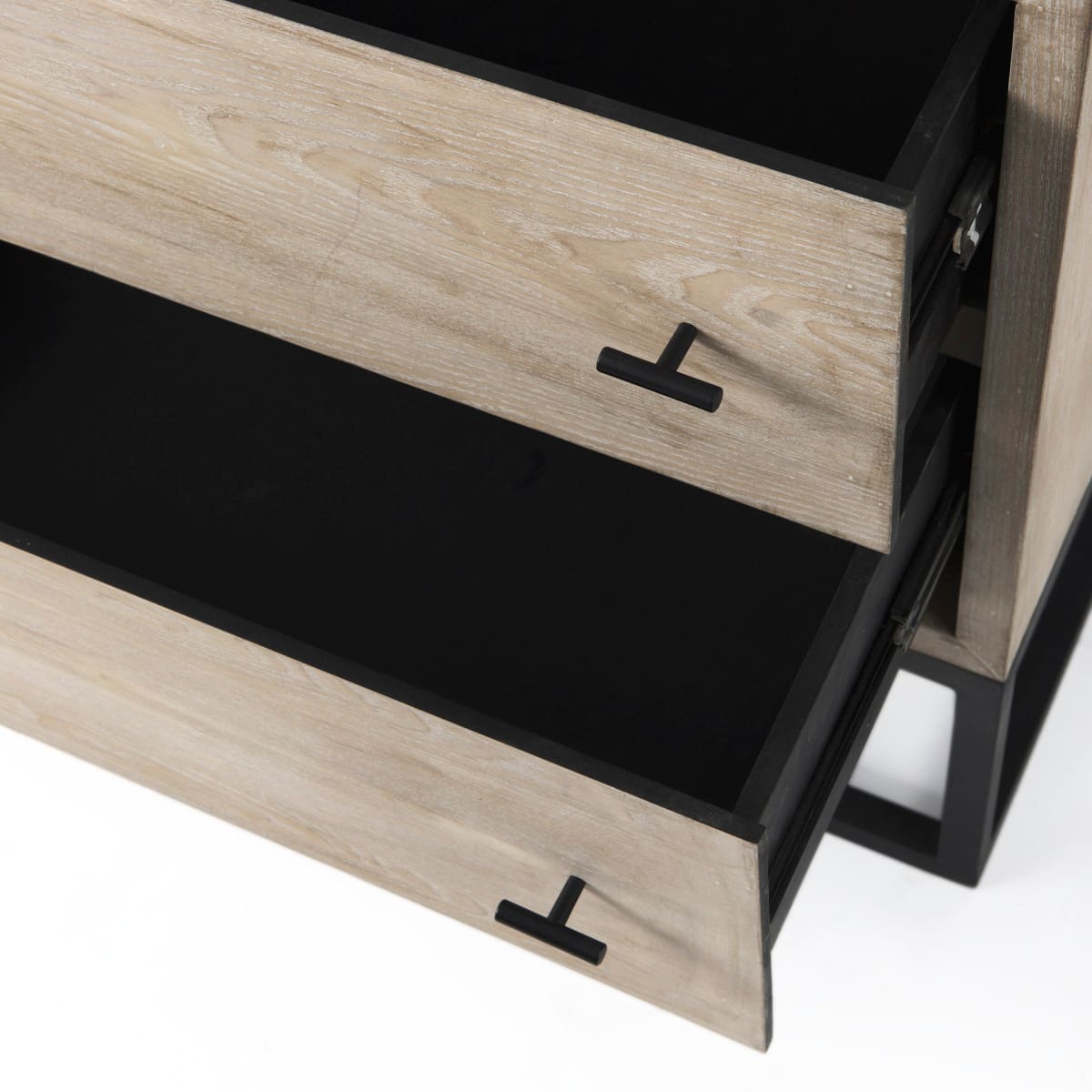 Ciara Accent Cabinet Beige Wood | Black Metal - acc-chest-cabinets