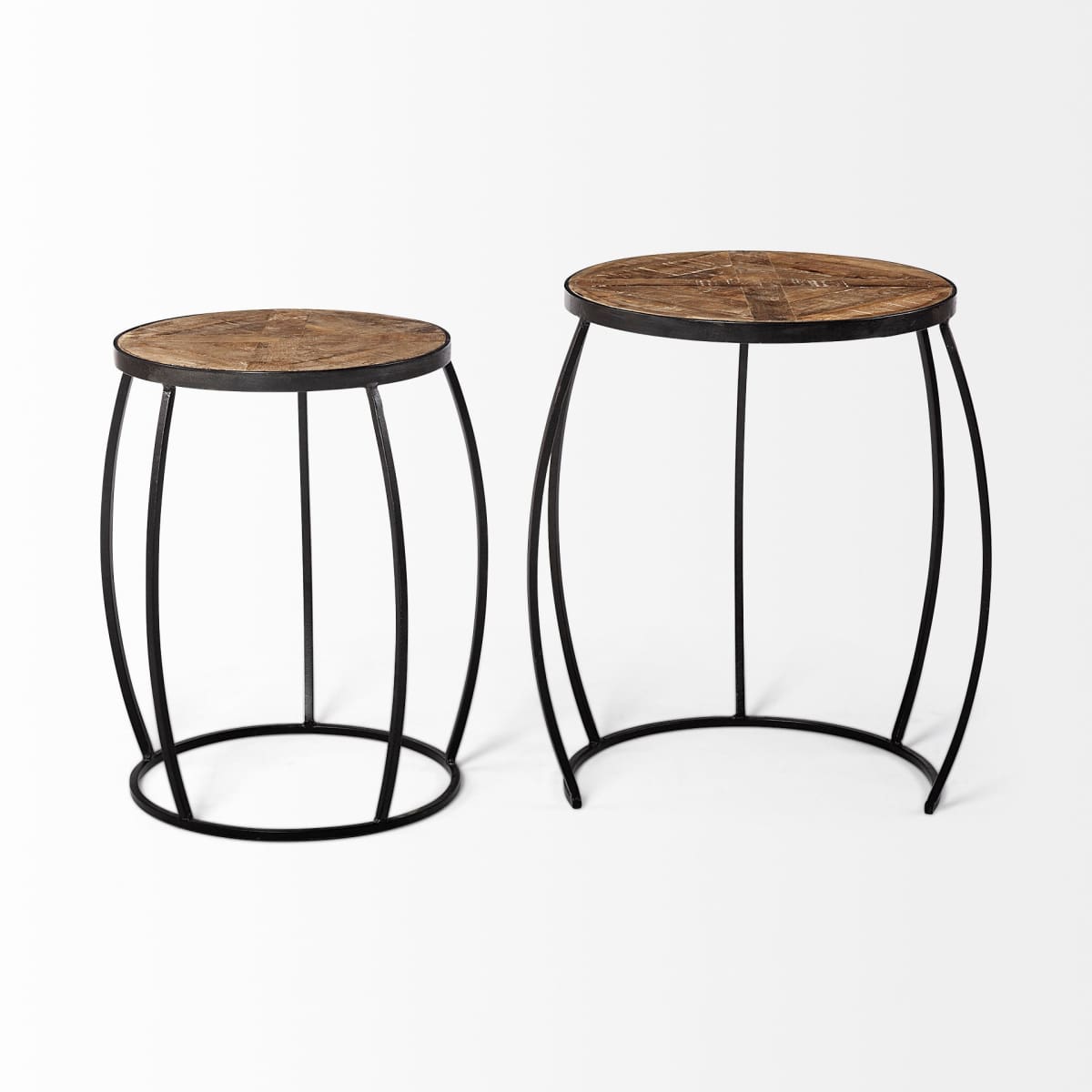 Clapp Accent Table Brown Wood | Black Metal | Line Pattern - accent-tables