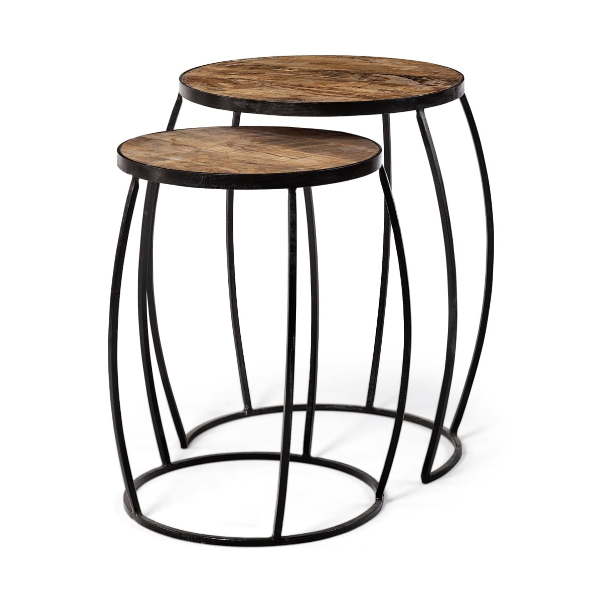 Clapp Accent Table Brown Wood | Black Metal | Line Pattern - accent-tables