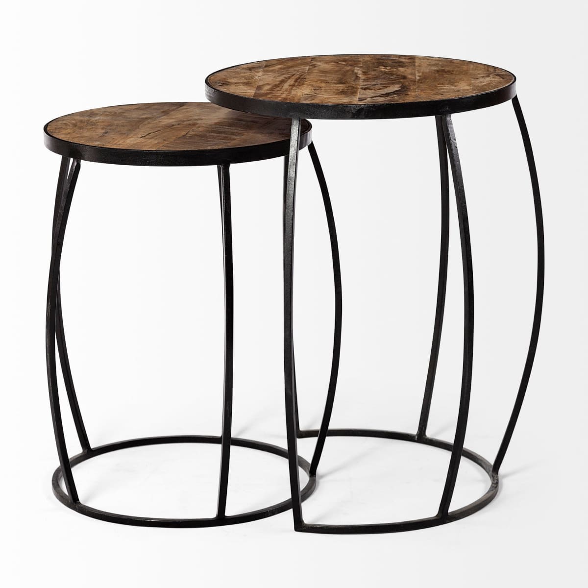 Clapp Accent Table Brown Wood | Black Metal | Line Pattern - accent-tables