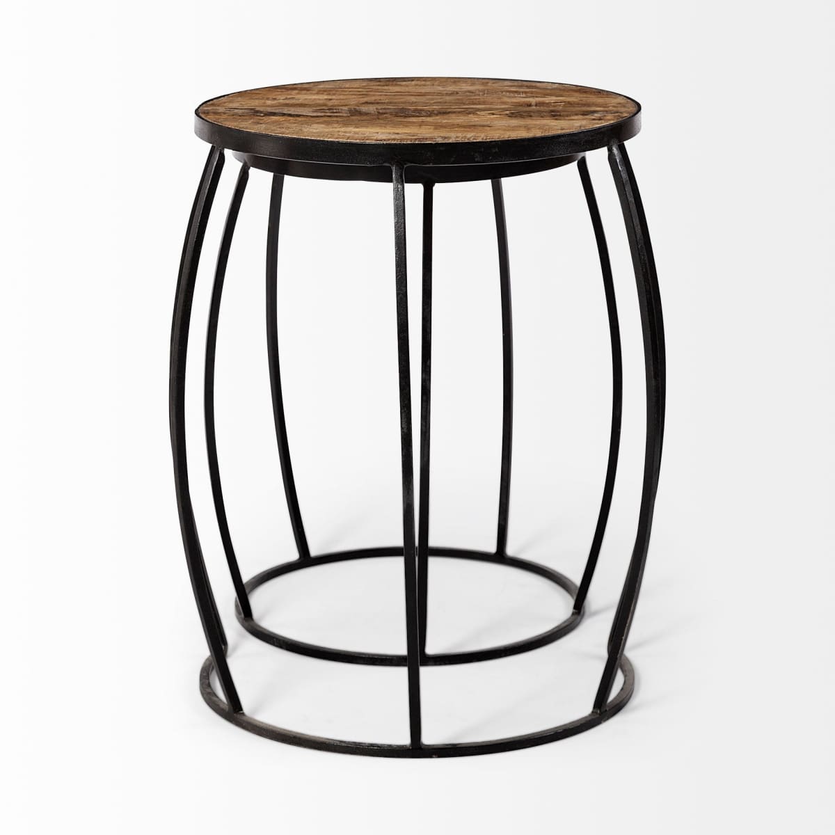 Clapp Accent Table Brown Wood | Black Metal | Line Pattern - accent-tables