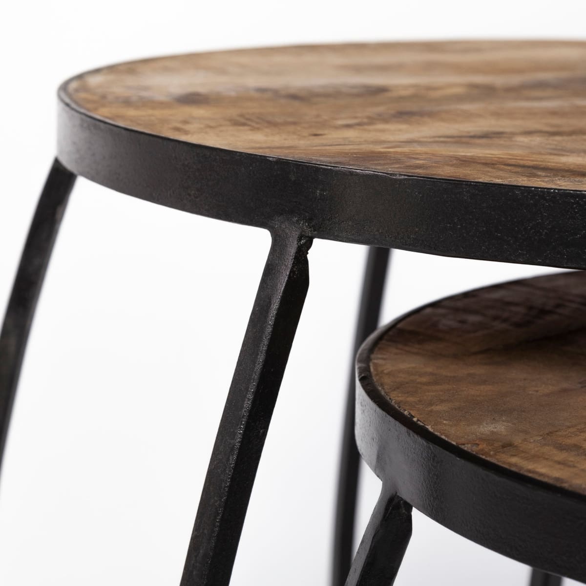 Clapp Accent Table Brown Wood | Black Metal | Line Pattern - accent-tables