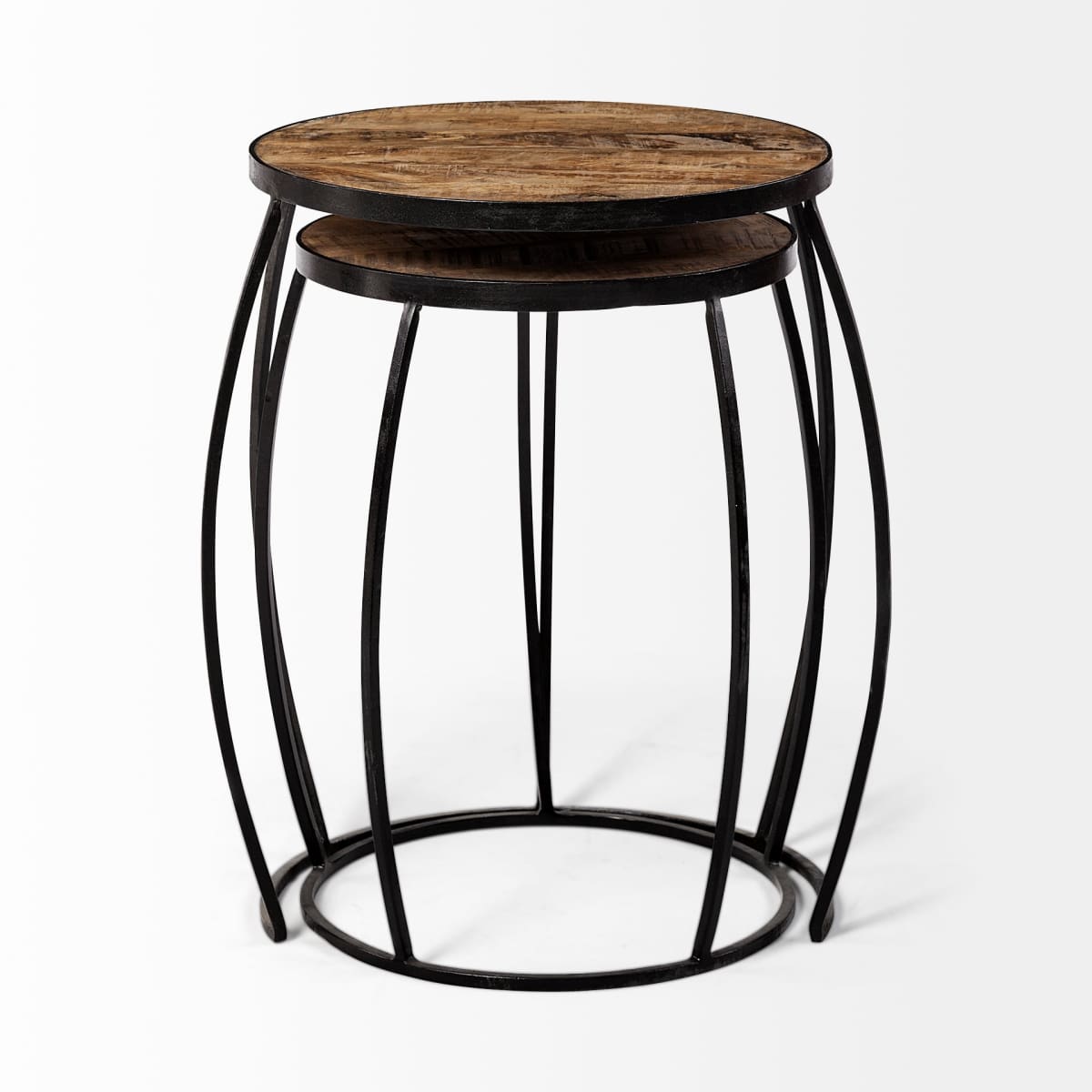 Clapp Accent Table Brown Wood | Black Metal | Line Pattern - accent-tables