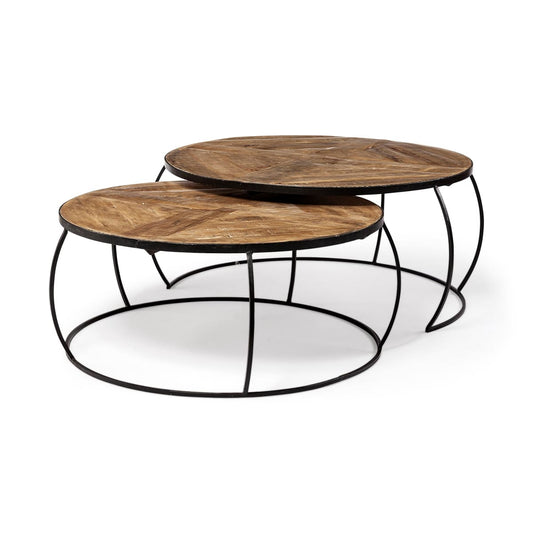 Clapp Coffee Table Brown Wood | Line Pattern - coffee-tables