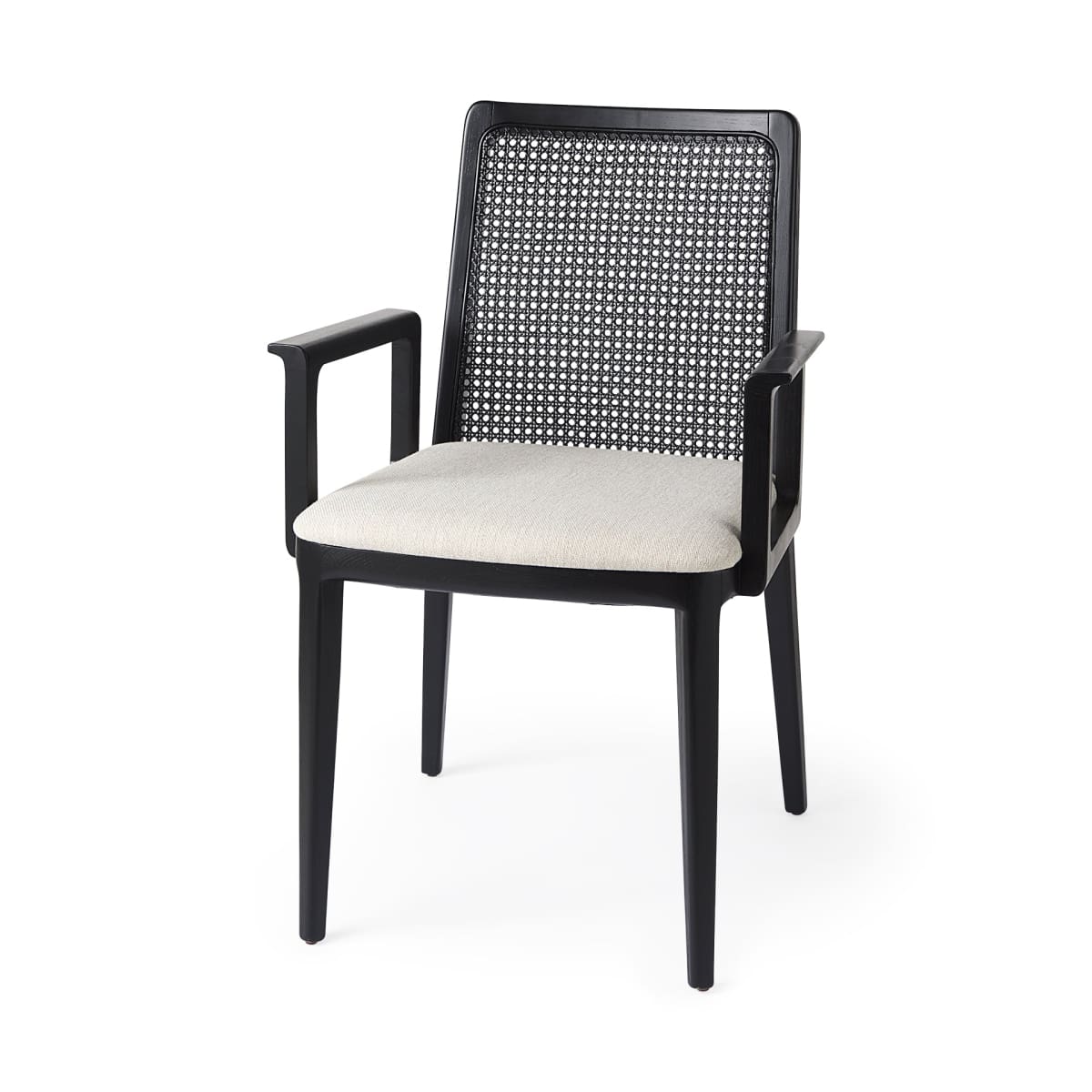 Clara Dining Chair Cream Fabric |Black Wood (Armchair) - dining-chairs