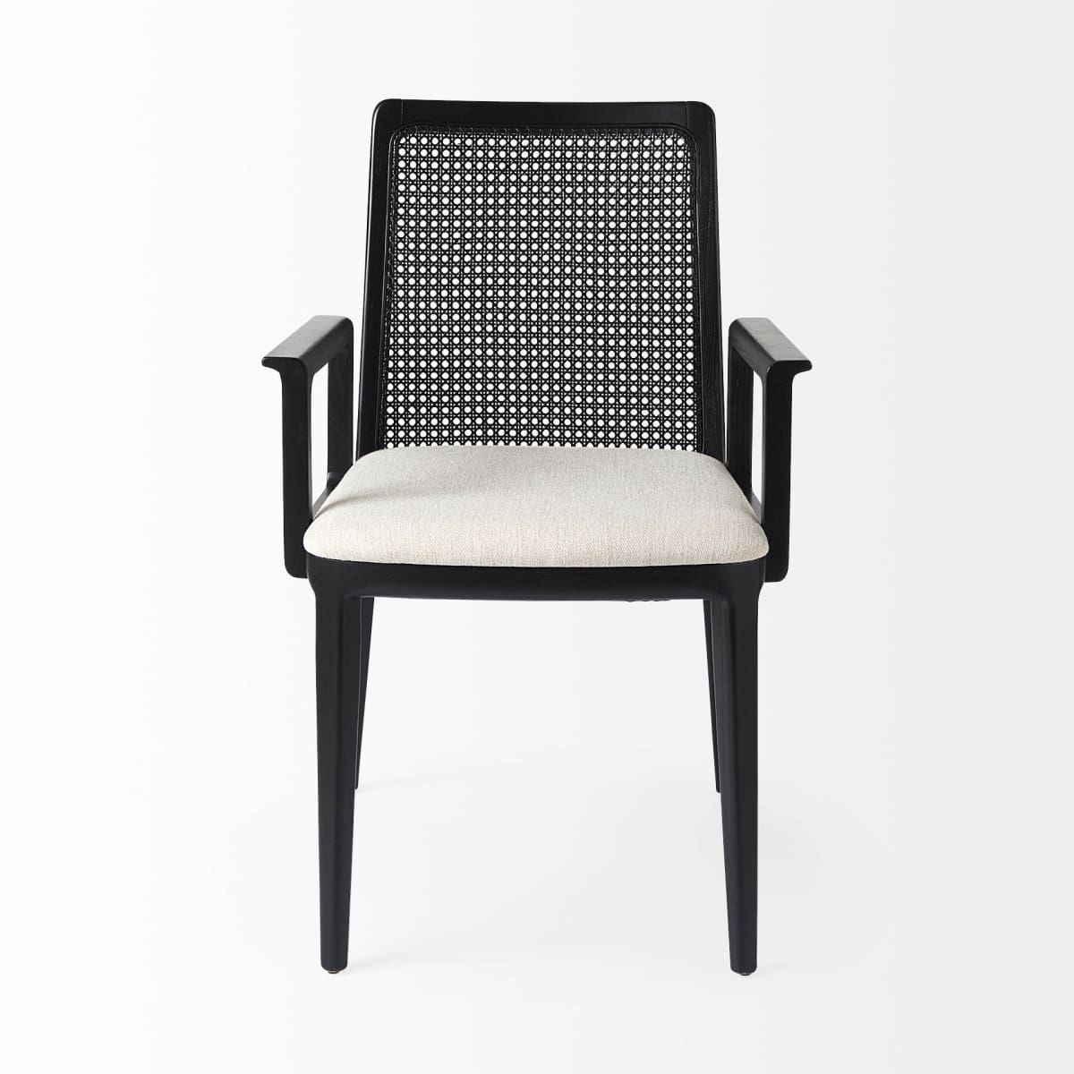 Clara Dining Chair Cream Fabric |Black Wood (Armchair) - dining-chairs