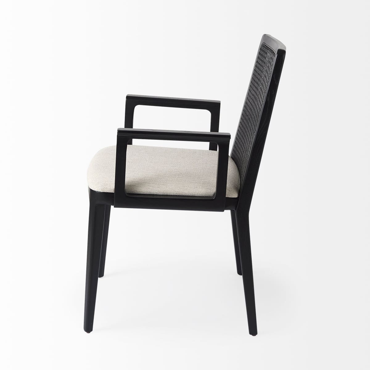 Clara Dining Chair Cream Fabric |Black Wood (Armchair) - dining-chairs