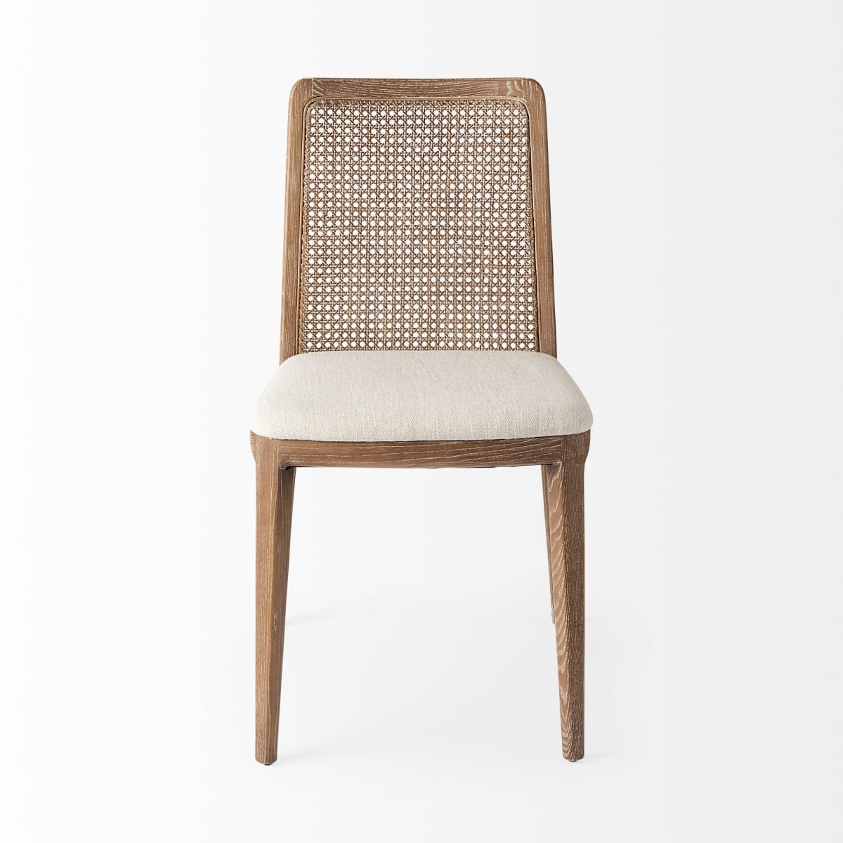 Clara Dining Chair Cream Fabric |Brown Wood (Side Chair) - dining-chairs