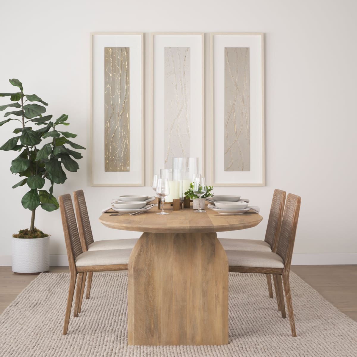 Clara Dining Chair Cream Fabric |Brown Wood (Side Chair) - dining-chairs