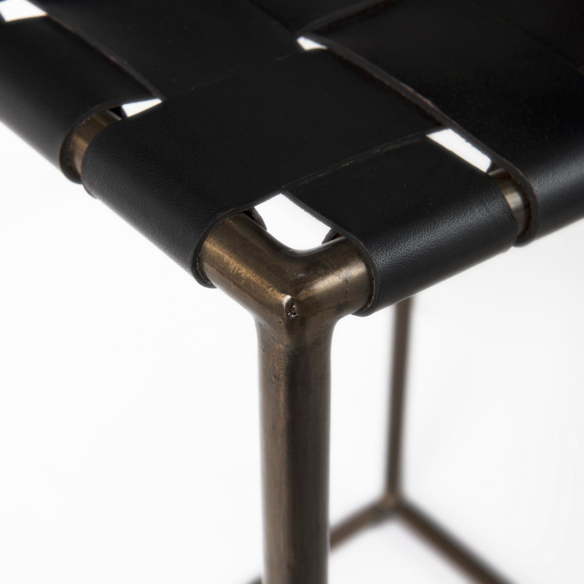 Clarissa Bar Counter Stool Black Leather | Gold Metal | Bar - bar-stools